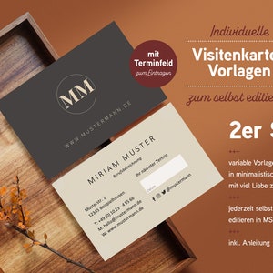 Visitekaartjes met afspraakveld | Sjablonen voor doe-het-zelf-visitekaartjes | Set van 2
