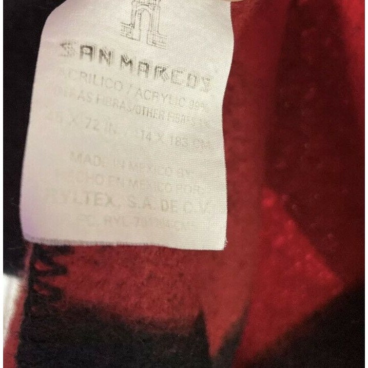 Vtg San Marcos Blanket Stadium Mexico 45 X 72acrylic Buffalo Plaid