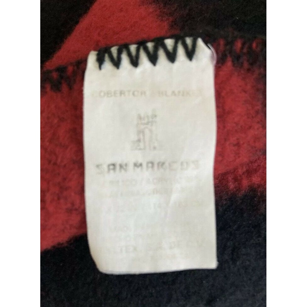 Vtg San Marcos Blanket Stadium Mexico 45 X 72acrylic Buffalo Plaid