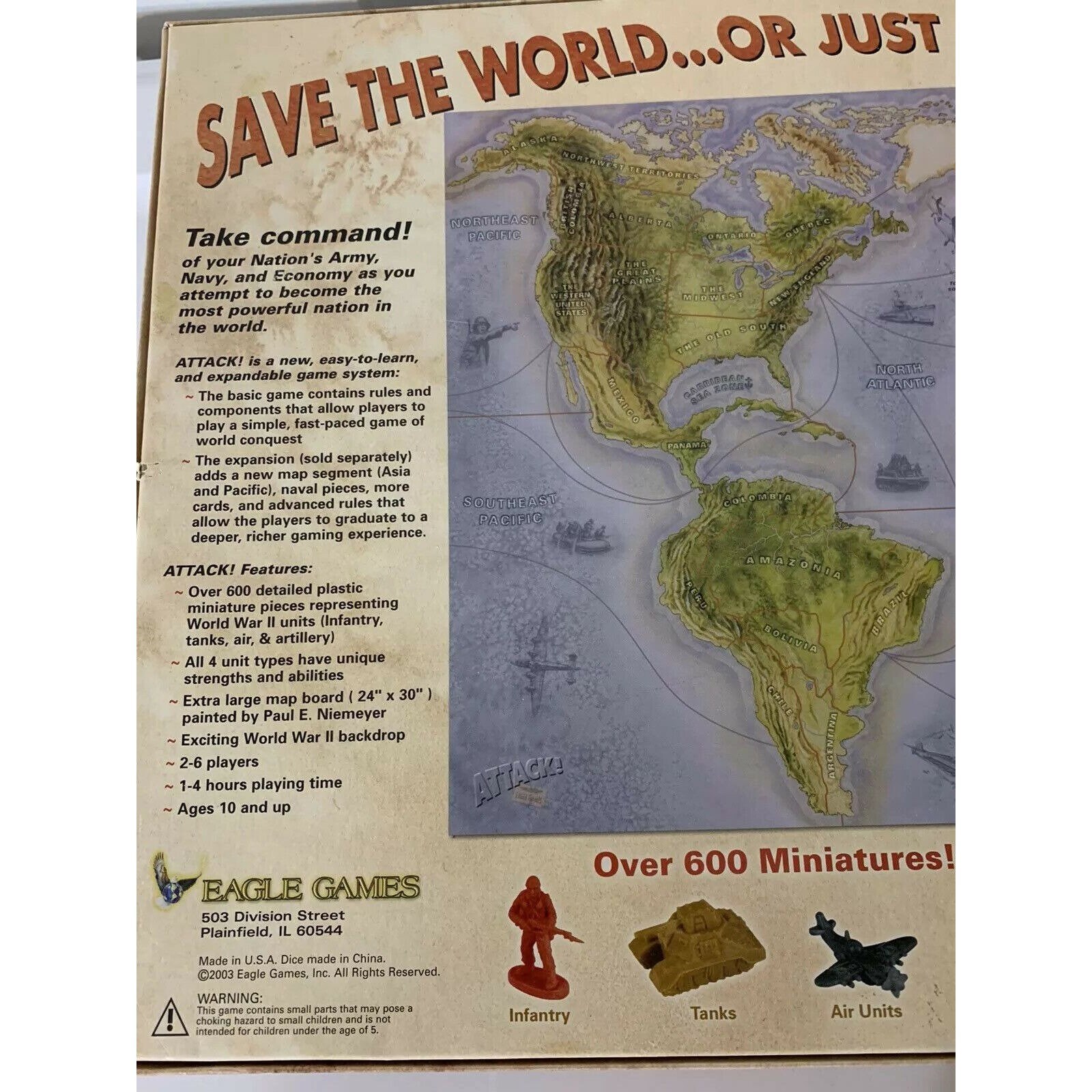 Vtg Eagle Games Attack A Game of World Conquest Board Game Etsy