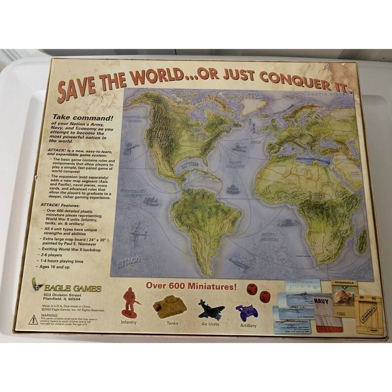 Vtg Eagle Games Attack A Game of World Conquest Board Game Etsy