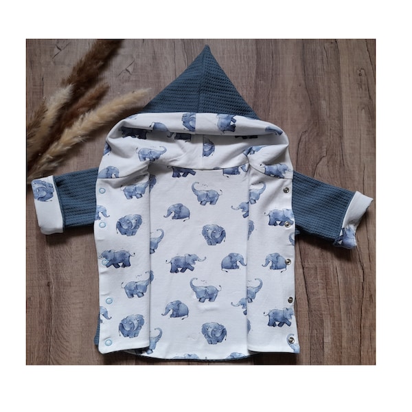 Babyjacke, Kinderjacke, Übergangsjacke aus Waffeljersey in Indigo-Blau