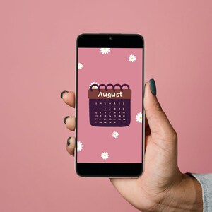 August Calendar, iPhone Wallpaper