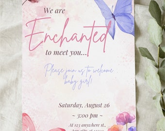 We Are Enchanted To Meet You Baby Shower Invitation