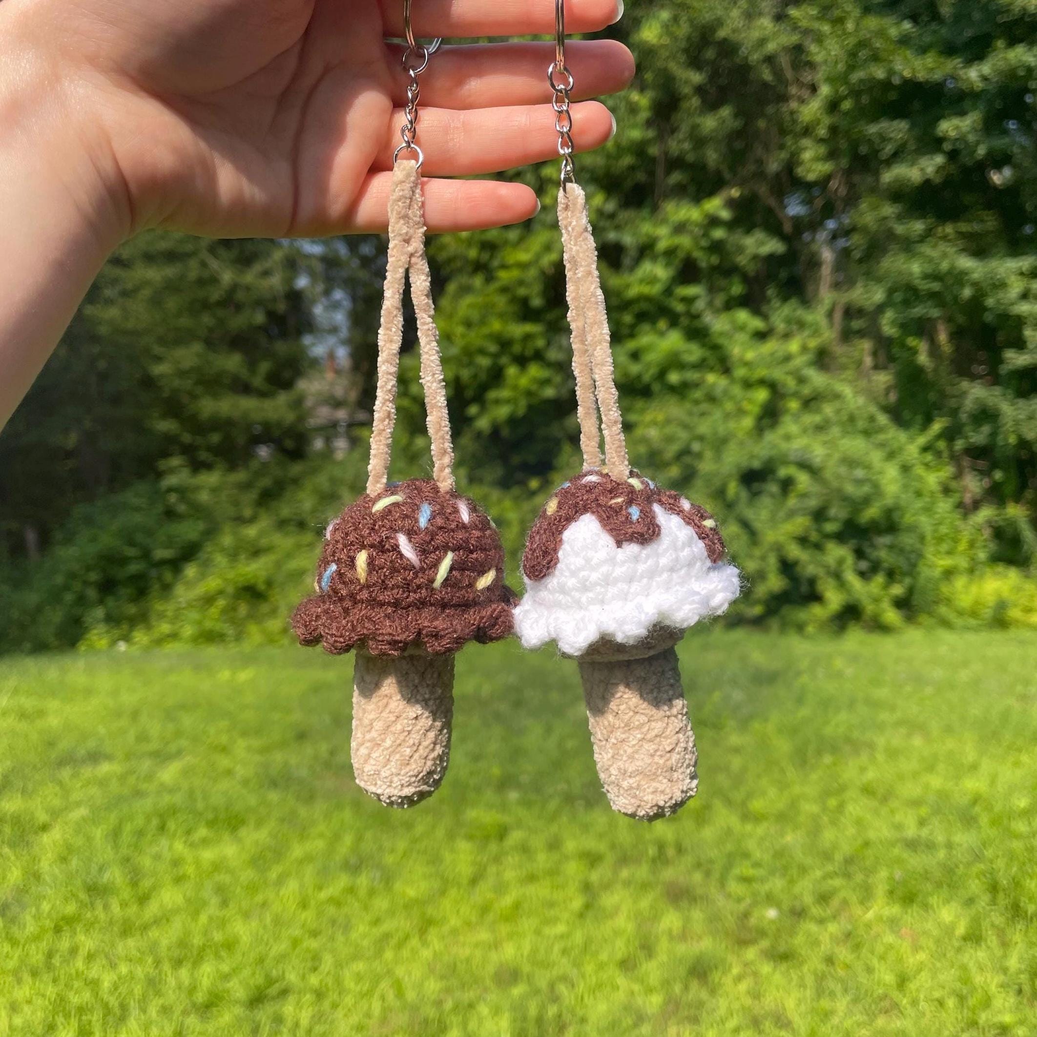 Crochet Ice Cream Lip Balm Holder Keychain | Chapstick Cute Gift