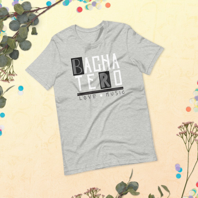 Bachata Love Shirt, Bachatero Dance Music T Shirts, Black and White