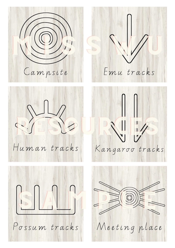 Prints Art & Collectibles Aboriginal Symbol Flashcards Preschool