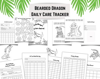Printable Bearded Dragon Care Tracker, Reptile Log , Bearded Dragon Chore Chart, Reptile Care Book, Bearded Dragon Supplies, Reptile Care