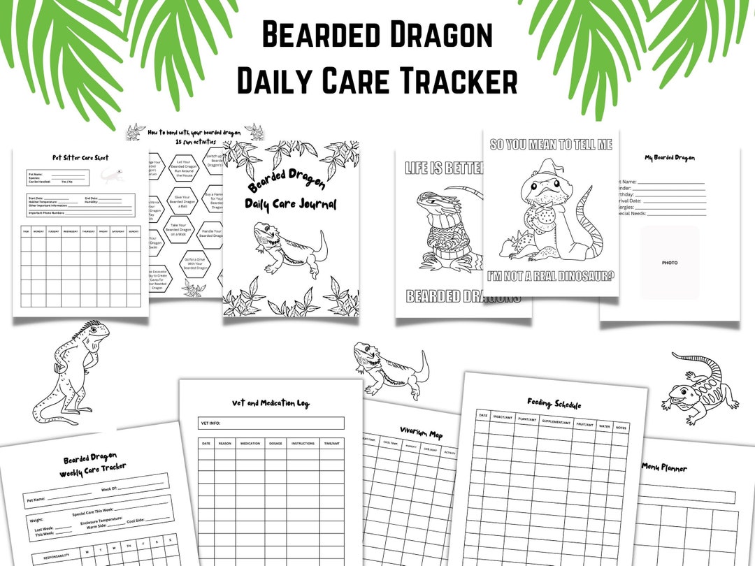 Printable Bearded Dragon Care Tracker Reptile Log Bearded Etsy