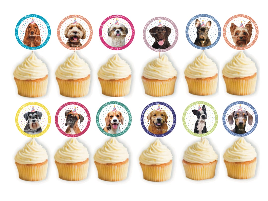 Printable Dog Theme Cupcake Toppers DIY Party Decor Dog - Etsy