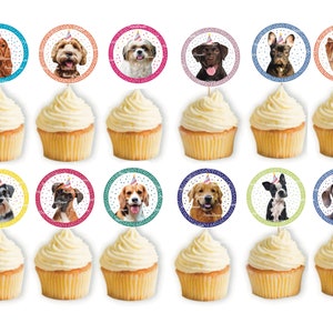 Printable Dog Theme Cupcake Toppers, DIY Party Decor, Dog Party ...