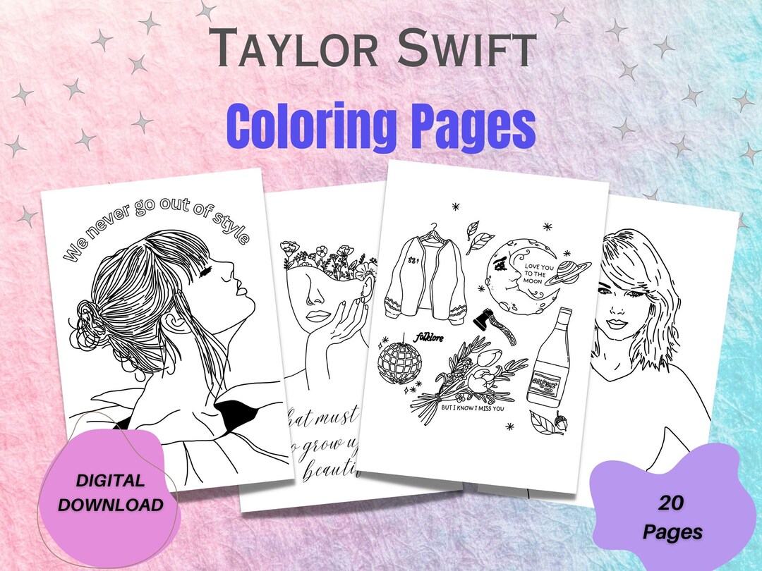 Taylor Swift Colouring Pages Taylor Swift Coloring Book - Etsy