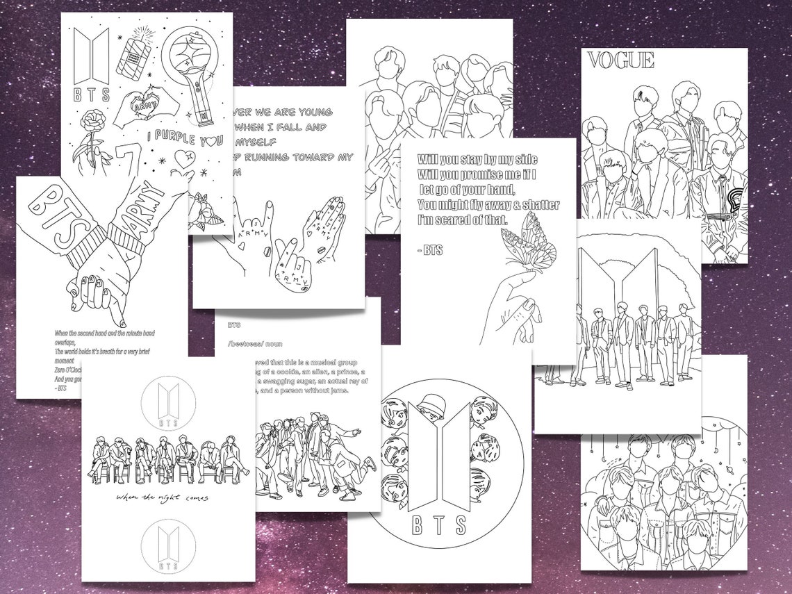BTS Coloring Book Bts Digital Download Bts for Youth Bts - Etsy