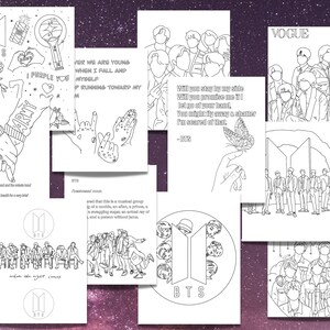 BTS Coloring Book Bts Digital Download Bts for Youth Bts - Etsy