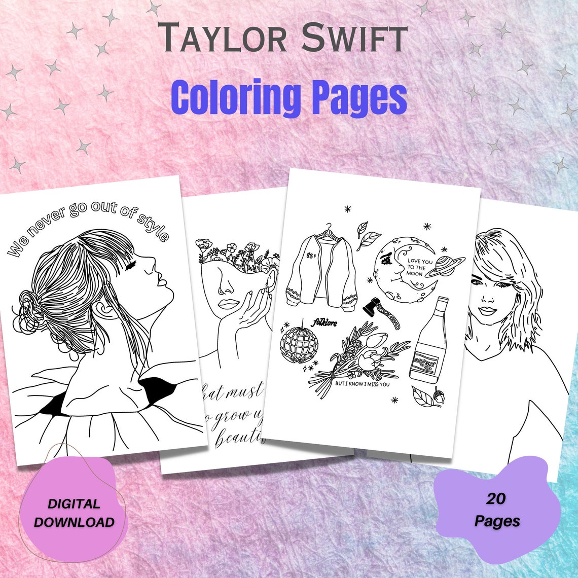 Taylor Swift Colouring Pages, Taylor Swift Coloring Book, Taylor Swift ...