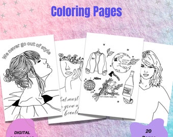 Taylor Colouring Pages, Swiftie Coloring Book, Taylor S Merch, Coloring Book, Digital Download , Printable Coloring Pages