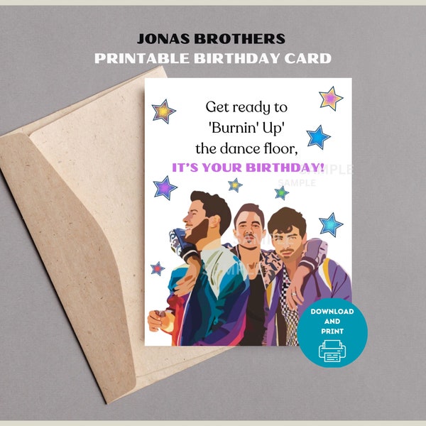 Jonas Brothers Printable Birthday Card, Printable Card, Birthday, Occasion Card, Printable Stationary, Funny Greeting Card