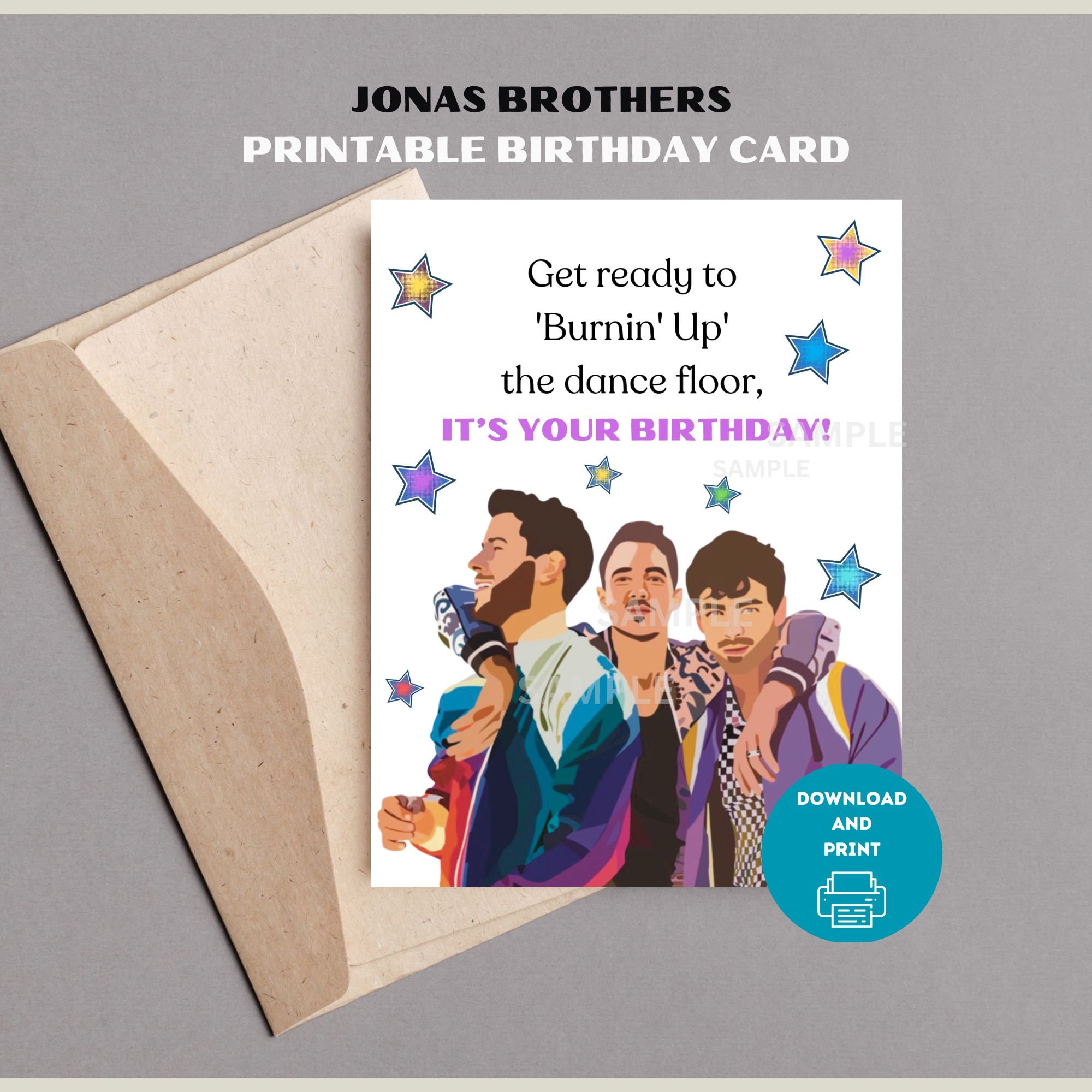 Jonas Brothers Printable Birthday Card, Printable Card, Birthday