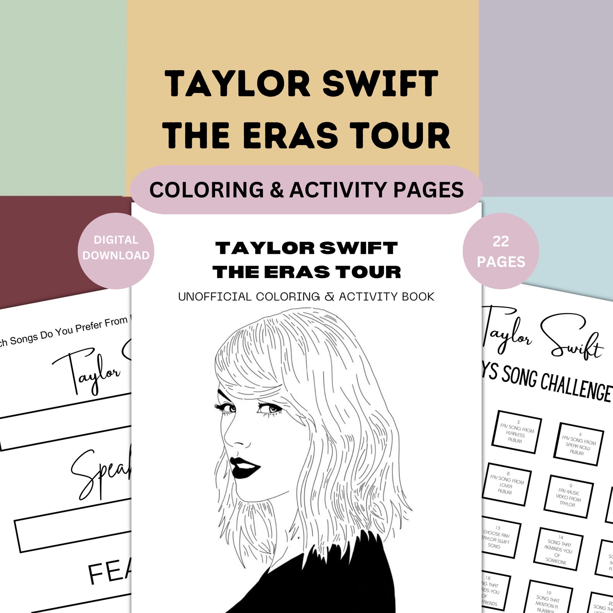 Taylor Swift Colouring and Activity Pages, Printable Taylor Swift ...