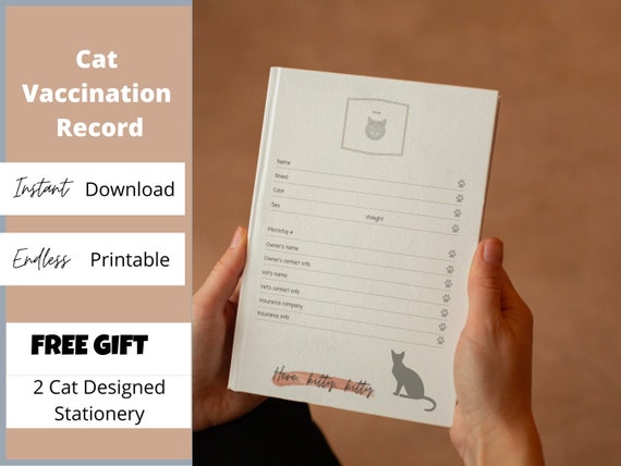 Printable Cat Vaccination Record Cat Vaccination Cat Health - Etsy