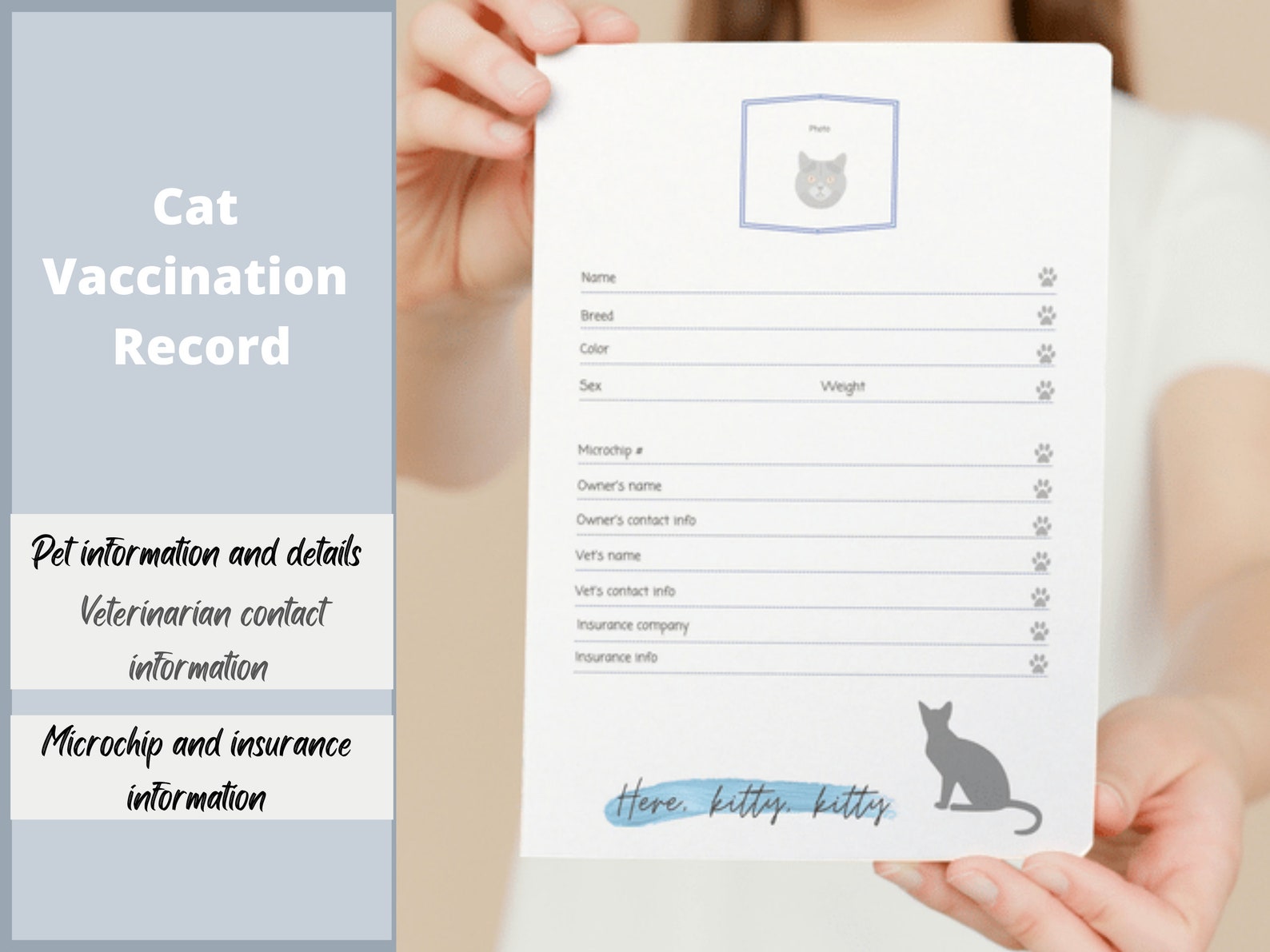 Printable Cat Vaccination Record, Cat Vaccination, Cat Health Care Log ...