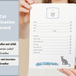 Printable Cat Vaccination Record, Cat Vaccination, Cat Health Care Log ...