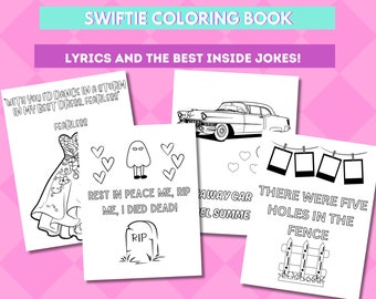 Swiftie Lyrics &  Inside Jokes Coloring Pages, Eras Tour, Taylor Coloring Book,  Eras Coloring Book, Printable Coloring Pages for Swifties