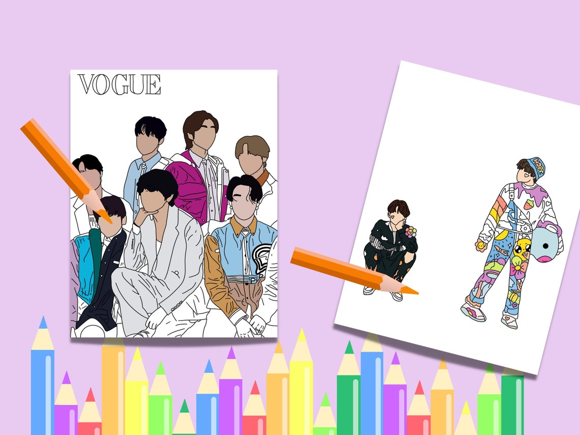 BTS Coloring Book Bts Digital Download Bts for Youth Bts - Etsy