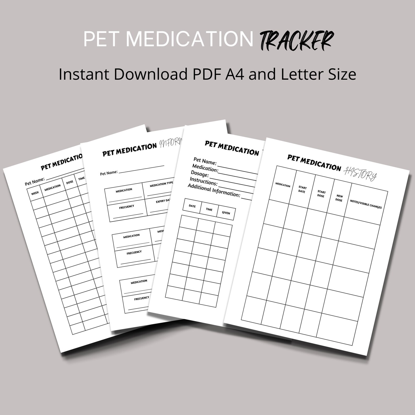 Pet Medication Tracker, Dog and Cat, Planner, Dog Mom, Cat Mom ...