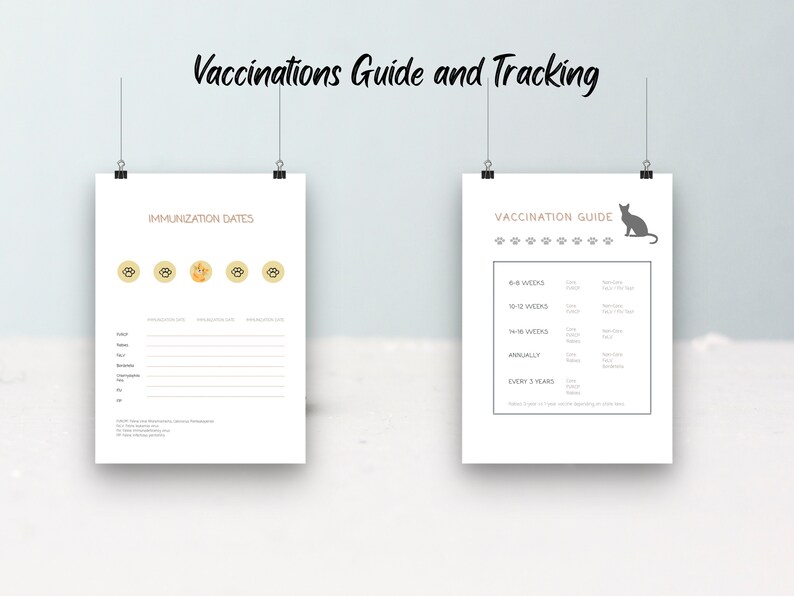 Printable Cat Vaccination Record, Cat Vaccination, Cat Health Care Log