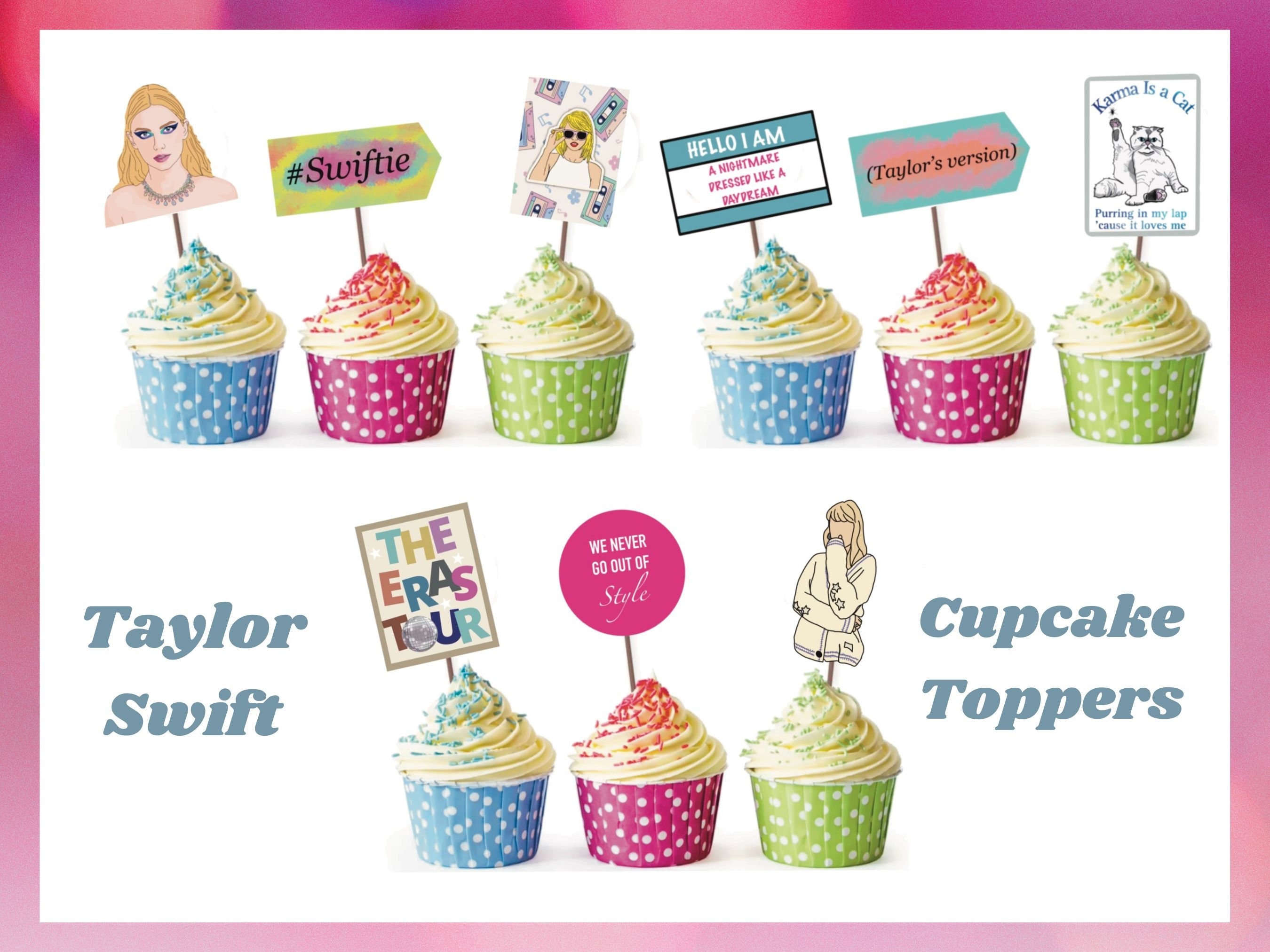 Printable Taylor Swift Inspired Cupcake Toppers DIY Party Etsy