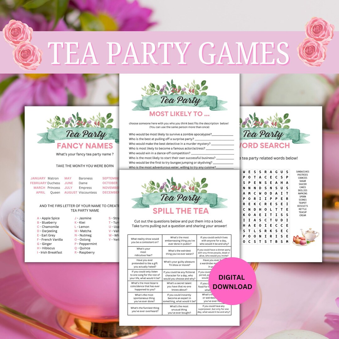 Tea Party Games, Tea Party Printable Games, Tea Party Game Ideas, Tea ...