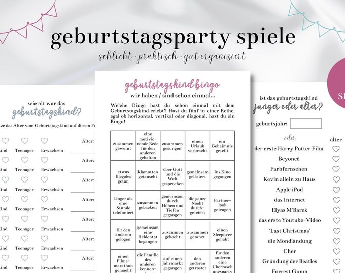Geburtstagsspiel für Erwachsene zum Ausdrucken, Geburtstag Mama Spiel