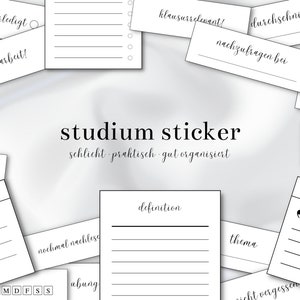 Könnte beinhalten: Ein Satz schwarz-weißer druckbarer Sticker für Studenten. Die Sticker beinhalten Sätze wie "deadlines", "erledigt", "hausarbeit", "angestrebte note", "erreichnte note", "klausurrelevant", "durchschnitt", "nachzufragen bei", "lernession", "frage", "vastandnis", "zitat", "prioritaten", "nochmal nachlesen", "ubung", "definition", "thema", "nicht vergessen".
