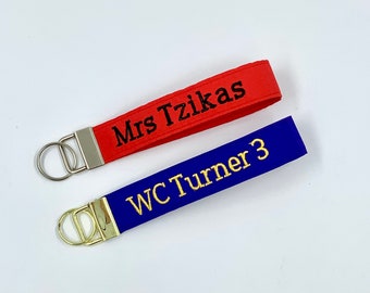 Personalized Keychain Wristlet, Fabric Key Chain, Wrist Lanyard, Key Fob