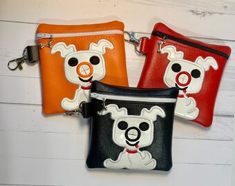 Ghost Dog Waste Bag Dispenser / Zero Waste Dog Walking Poo Bag Holder / Doggie Waste Bag Pouch
