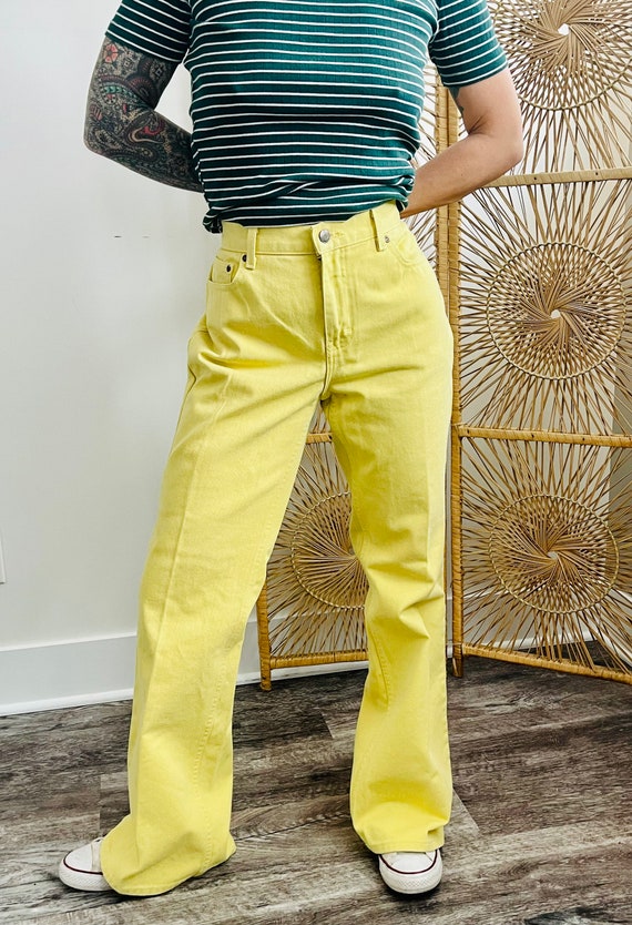 Vintage 1980s Yellow Newport News Jeanology 5 Poc… - image 2