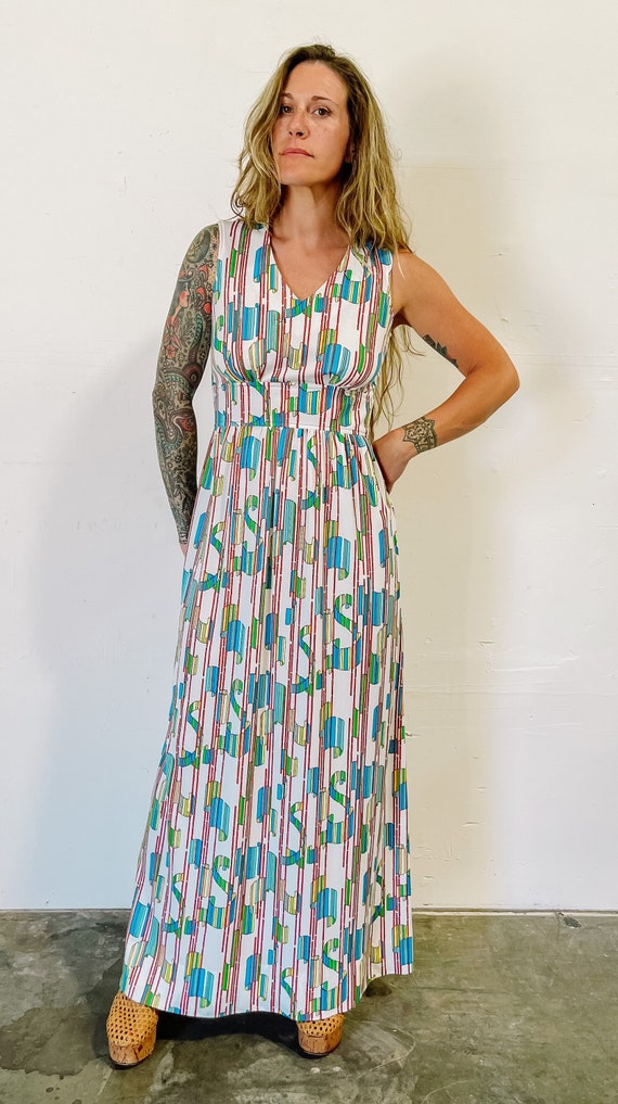 1960s Vintage Mod Maxi Dress And Jacket Set