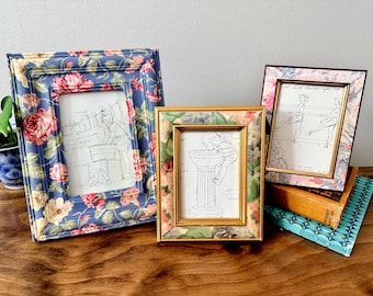 Vintage 1980s Lot of 3 Floral Cottagecore Shabby Chic Style Picture Frames
