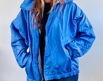 Vintage 1980s/1990s Periwinkle Hooded Zip Up Windbreaker