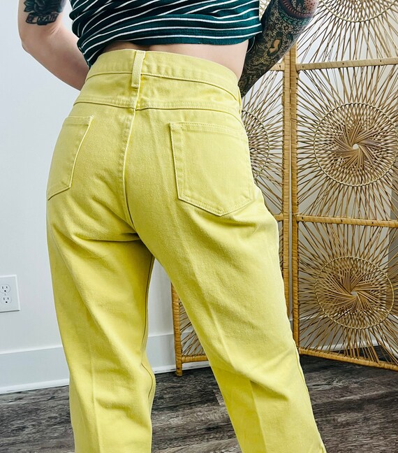 Vintage 1980s Yellow Newport News Jeanology 5 Poc… - image 1