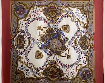 Vintage Lancel Silk Scarf Neckscarf Headscarf Accessories Women Summer Winter Fashion (35”x35”)