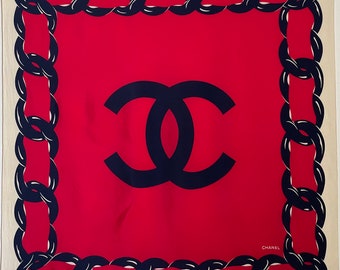 Vintage Chanel Kette Big Logo Seidenschal Wrap Schal Halstuch Bandana Accessoires Frauen Mode Geschenk-Kostenloser Versand