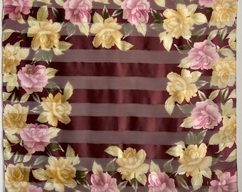 La Chatelaine Blumenborte in brauner Seide, Halstuch, Accessoires, Kopftuch, Damen, Winter, Sommer, Mode – kostenloser Versand