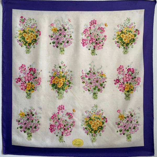 Vintage Gucci Floral Silk Scarf Neckscarf Muffler Accessories Summer Fashion-Free shipping