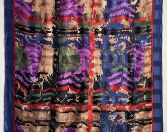 Balenciaga Multicolor Abstract Feather  Silk Vintage Scarf Accessories Women Summer Fashion-34”x35”(VS065)Free shipping