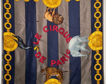 Celine Paris Animal Circus Stripes Chain Vintage Silk Neckscarf Accessories Women Fashion-Free shipping
