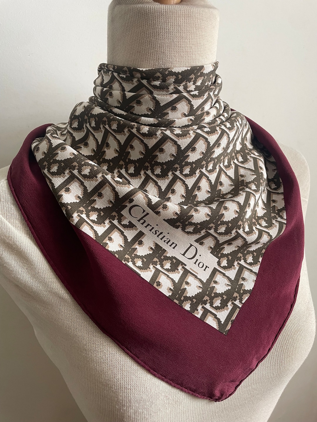 Vintage Christian Dior Monogram Silk Scarf Neckscarf Accessories Women ...