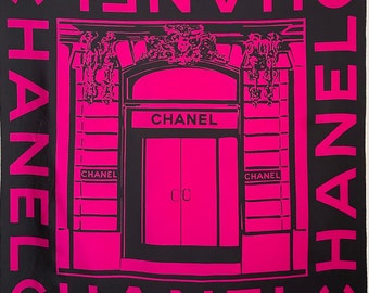 RARE Vintage Chanel “Door of Rue Cambon” Silk Scarf Wrap Shawl Neckscarf Bandana Accessories Women Fashion Gift-Free shipping