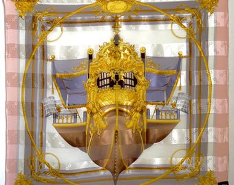 Vintage Lancel Silk Scarf Headscarf Neckscarf Vintage Accessories Women Winter Summer Fashion (34”x34”)